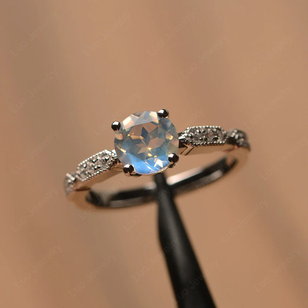 Unique Moonstone Milgrain Ring - Image 3