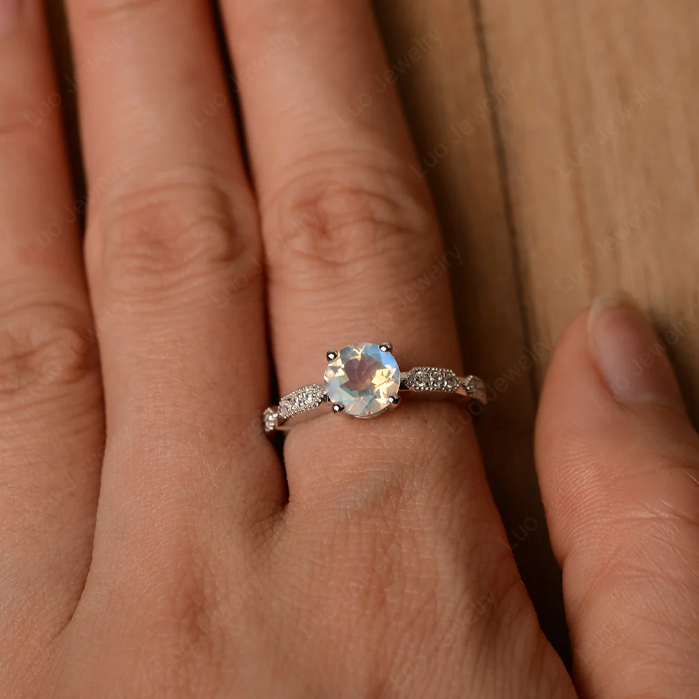 Unique Moonstone Milgrain Ring - Image 5