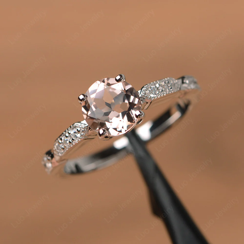 Unique Morganite Milgrain Ring - Image 2