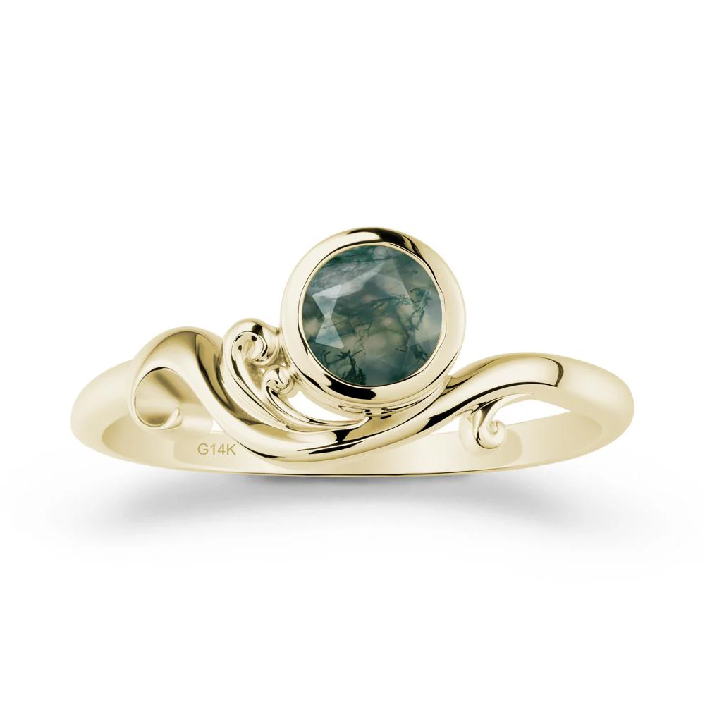 Unique Moss Agate Wave Ring