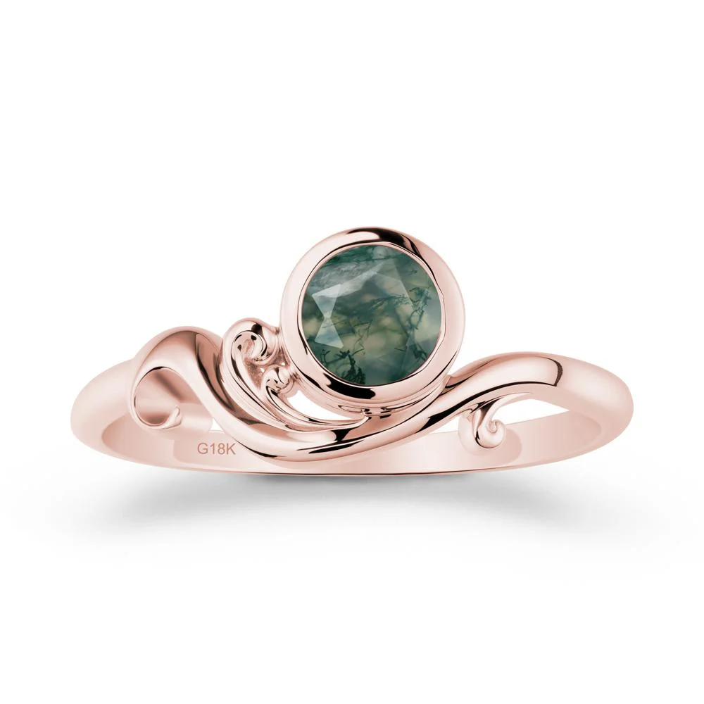 Unique Moss Agate Wave Ring - Image 4