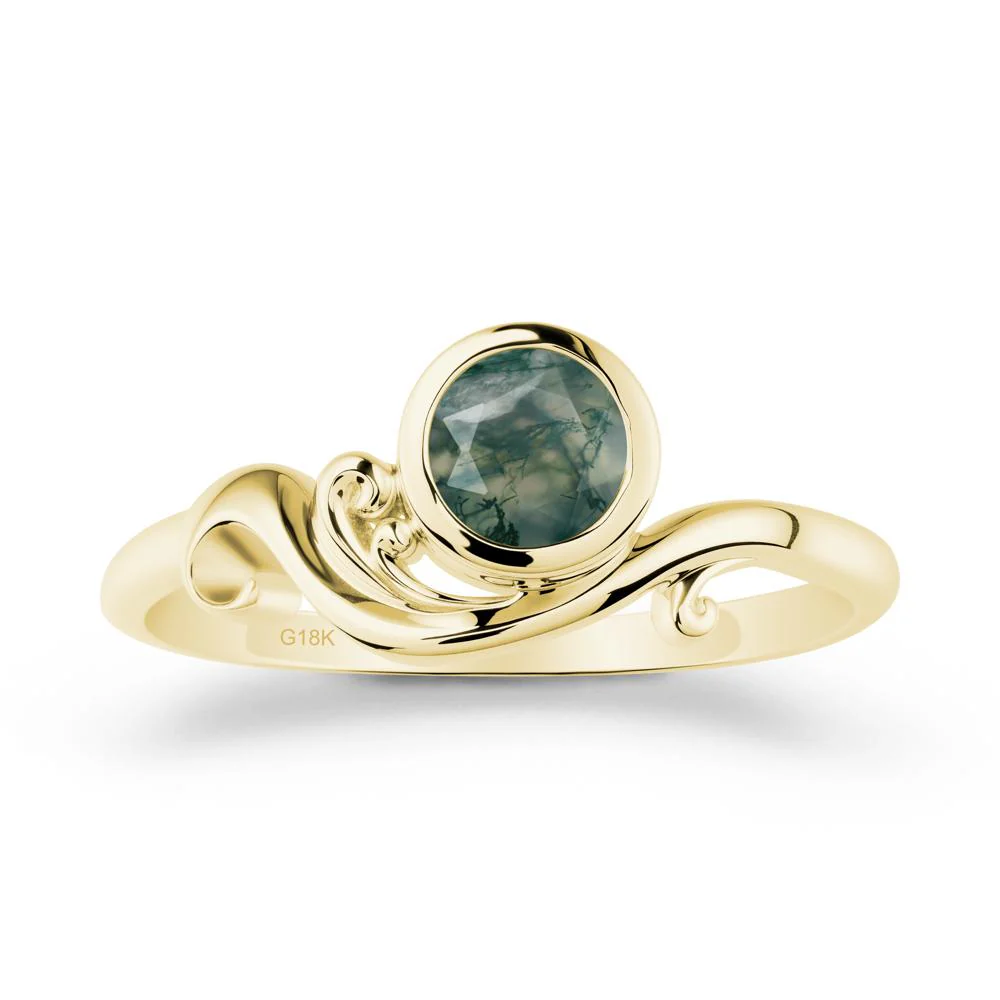 Unique Moss Agate Wave Ring - Image 6