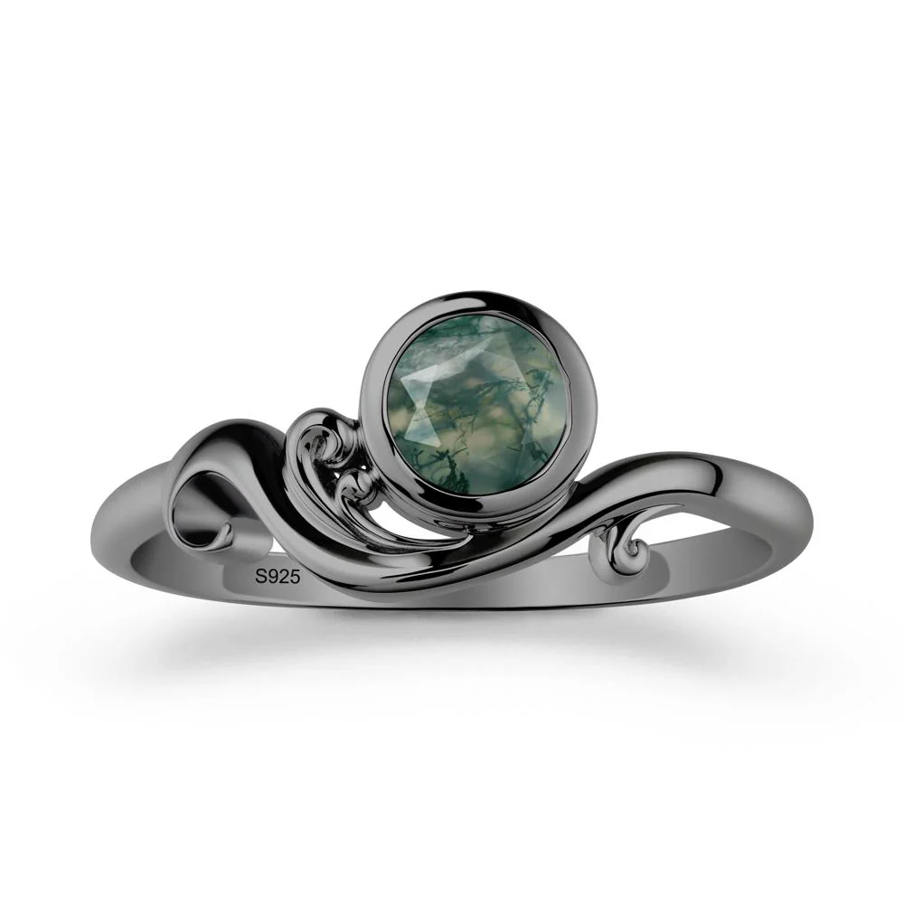 Unique Moss Agate Wave Ring - Image 7