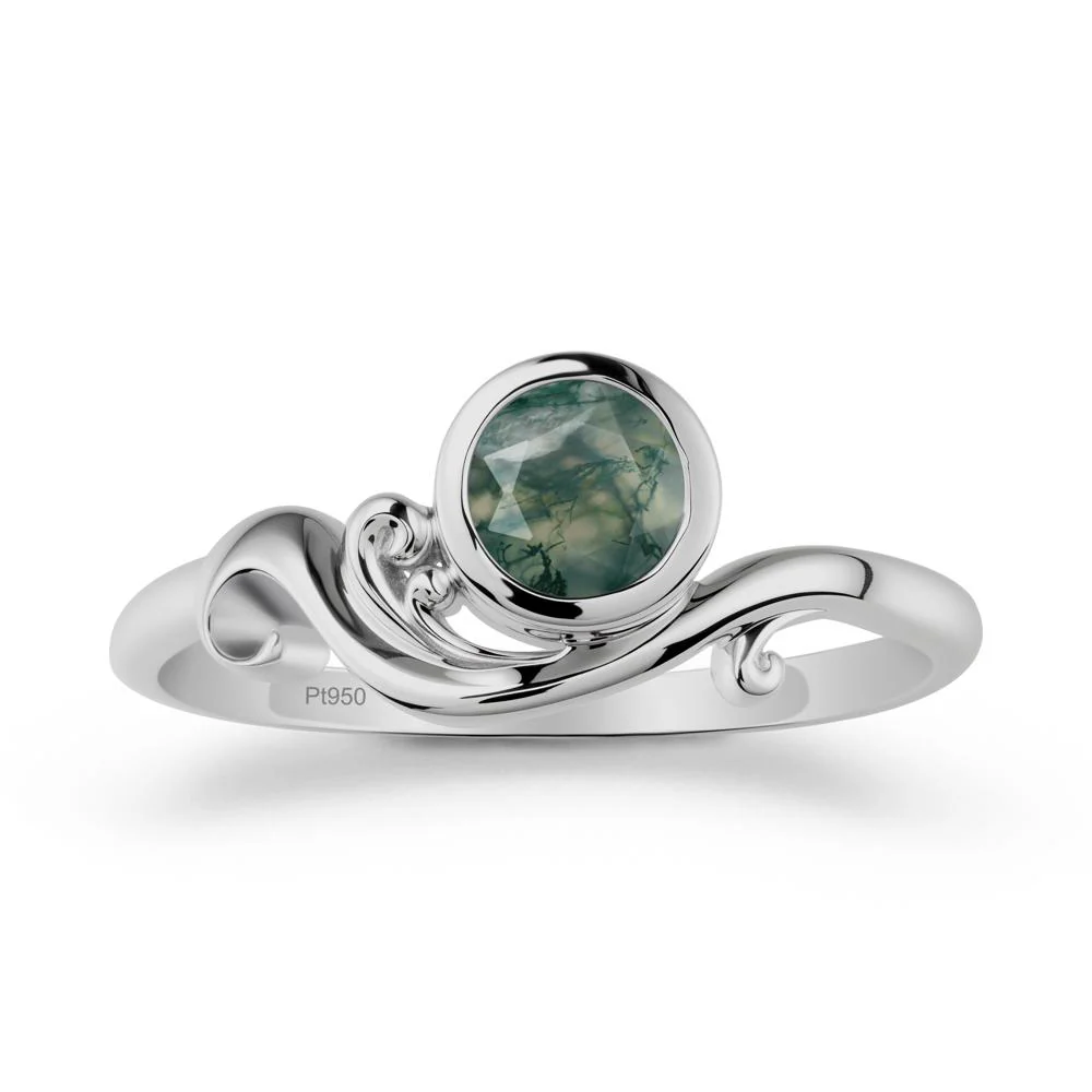 Unique Moss Agate Wave Ring - Image 8