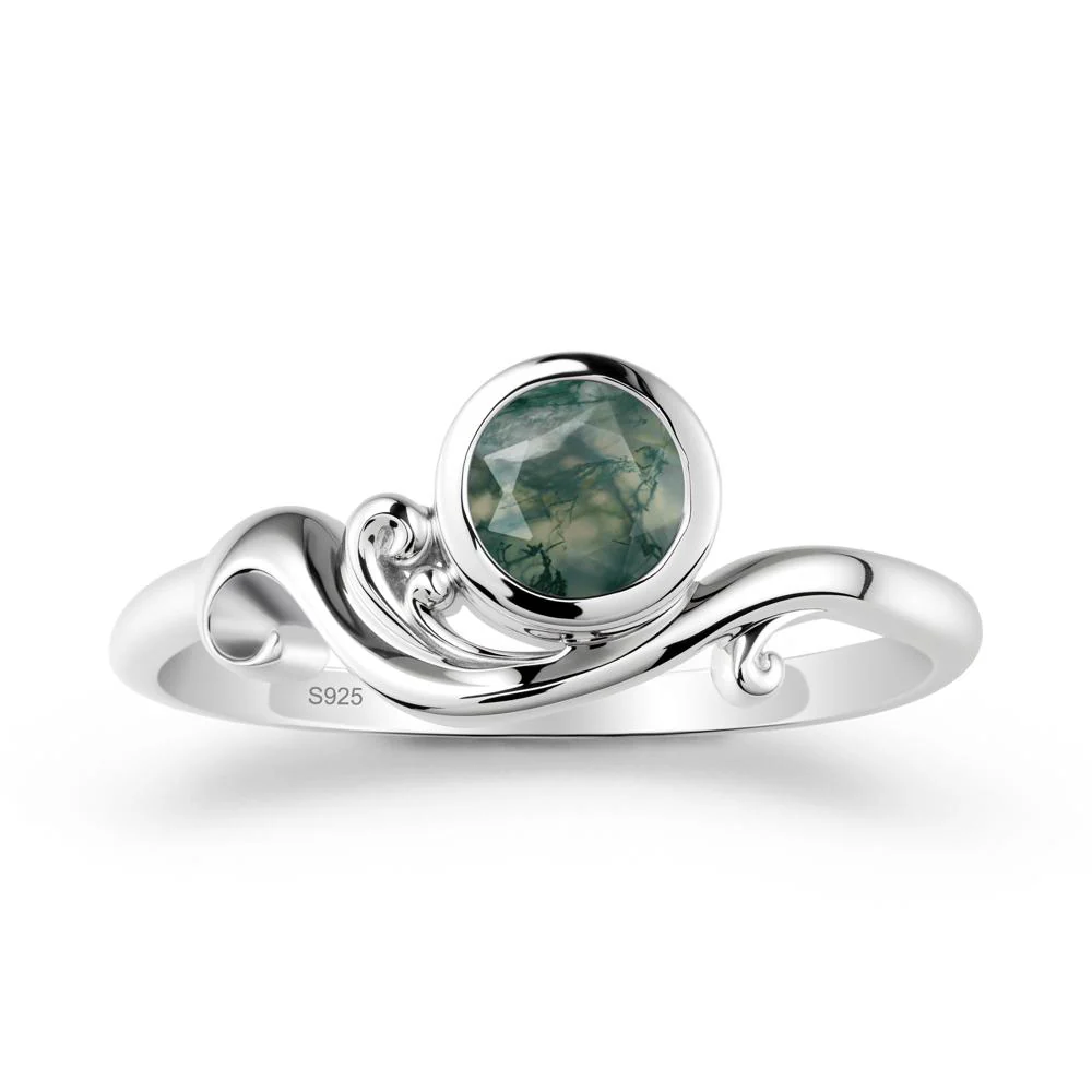 Unique Moss Agate Wave Ring - Image 9