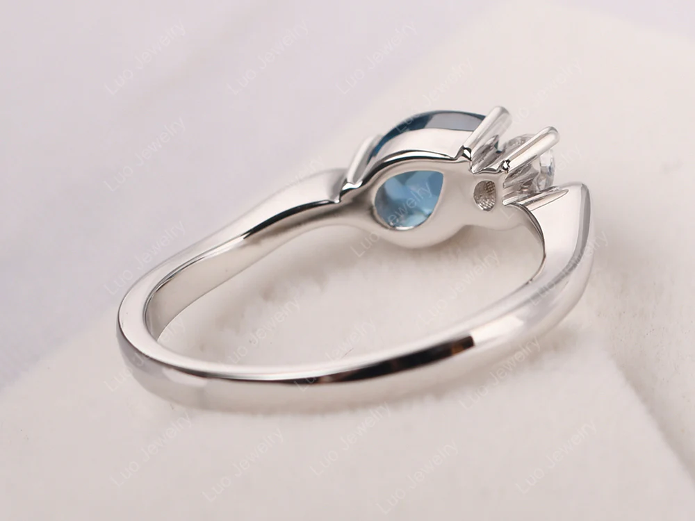Unique 2 Stones London Blue Topaz Mothers Ring - Image 3