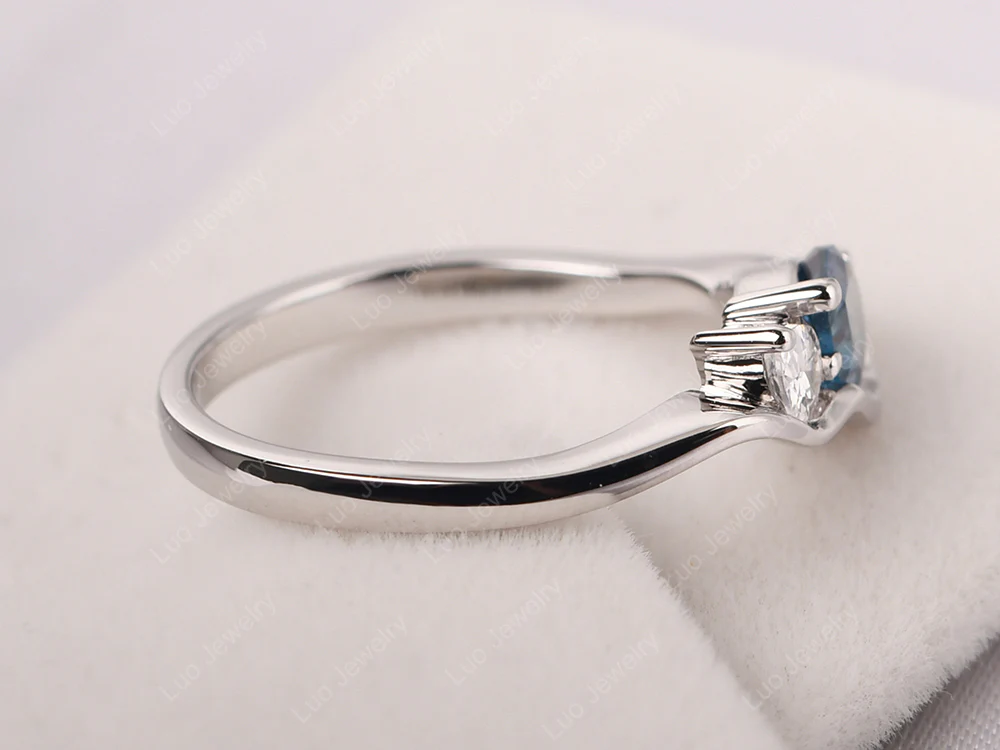 Unique 2 Stones London Blue Topaz Mothers Ring - Image 4