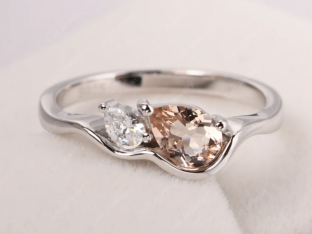 Unique 2 Stones Morganite Mothers Ring