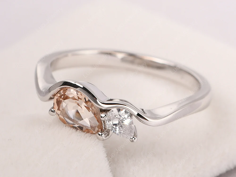 Unique 2 Stones Morganite Mothers Ring - Image 2