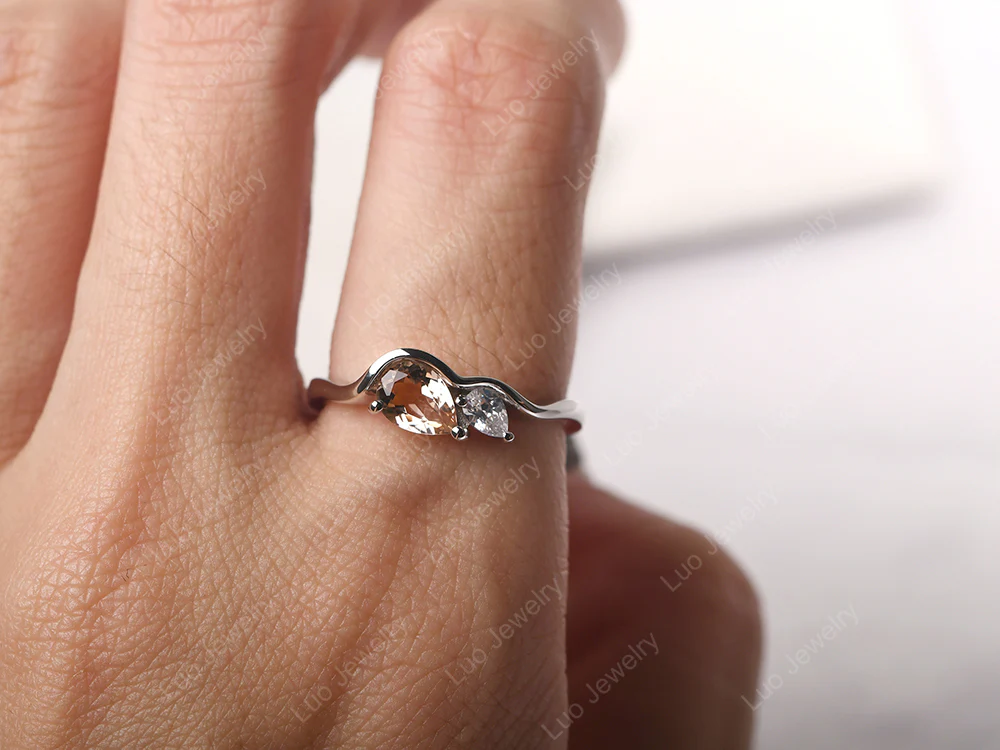 Unique 2 Stones Morganite Mothers Ring - Image 5