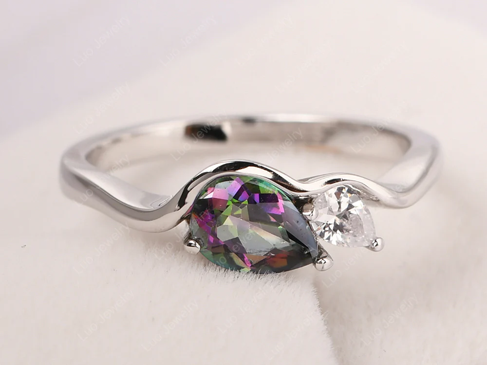 Unique 2 Stones Mystic Topaz Mothers Ring
