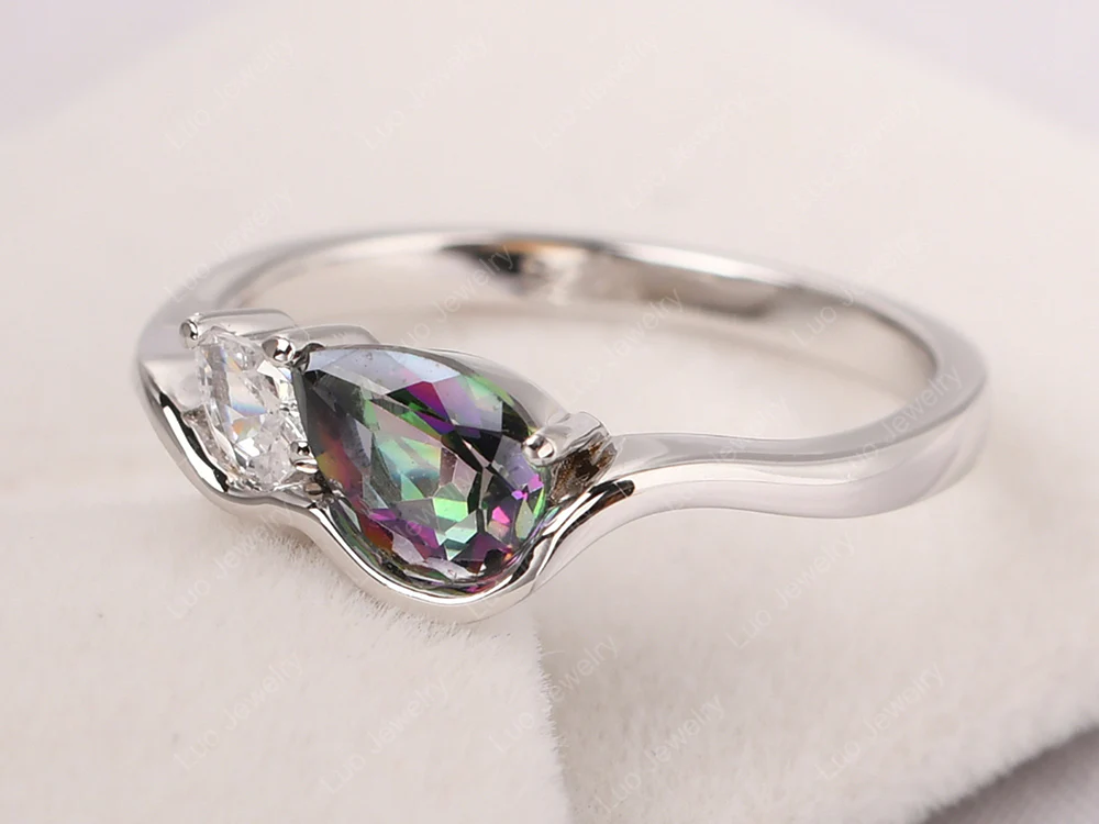 Unique 2 Stones Mystic Topaz Mothers Ring - Image 2