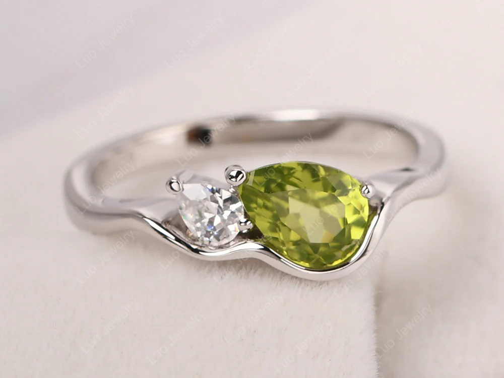 Unique 2 Stones Peridot Mothers Ring