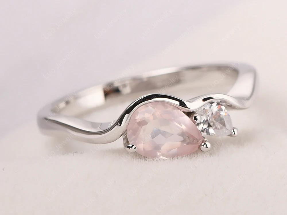 Unique 2 Stones Rose Quartz Mothers Ring - Image 2