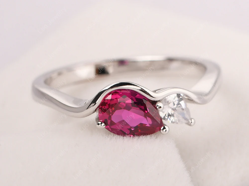Unique 2 Stones Ruby Mothers Ring