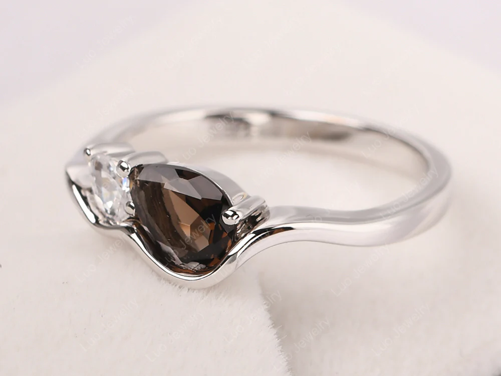 Unique 2 Stones Smoky Quartz Mothers Ring - Image 2