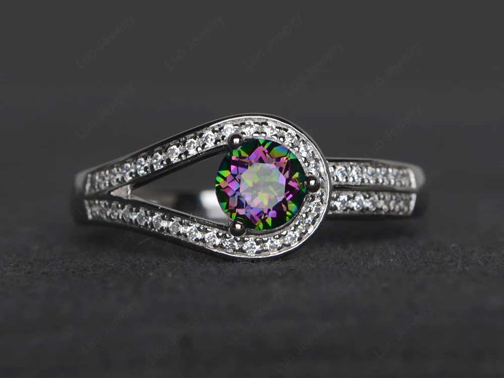 Unique Mystic Topaz Engagement Ring