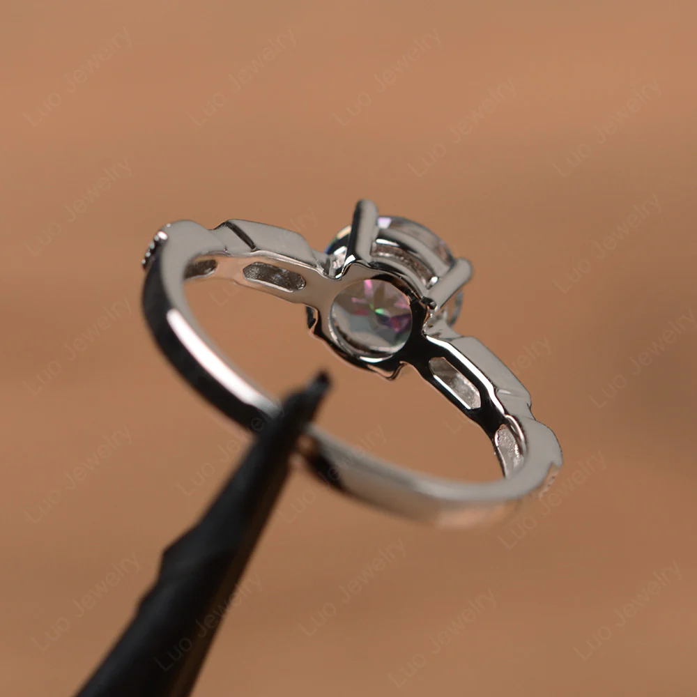 Unique Mystic Topaz Milgrain Ring - Image 3