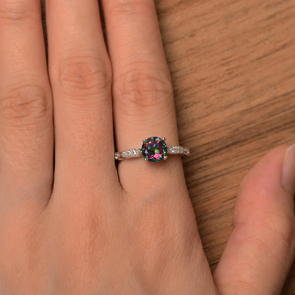 Unique Mystic Topaz Milgrain Ring - Image 4