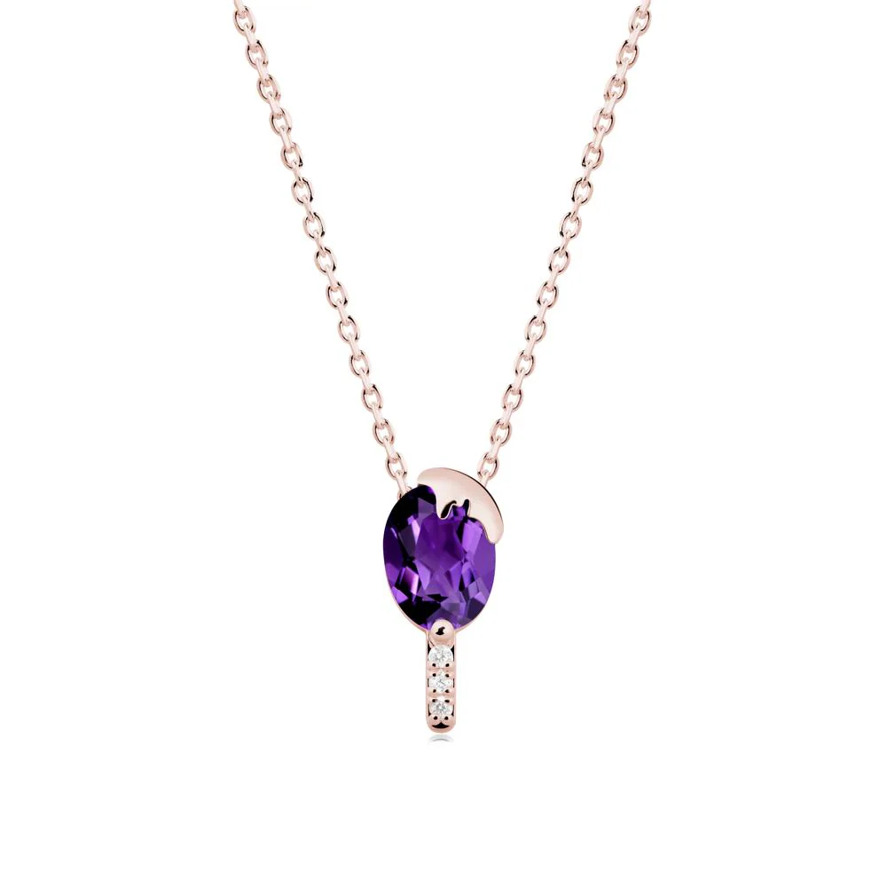 Unique Oval Amethyst Necklace - Image 2