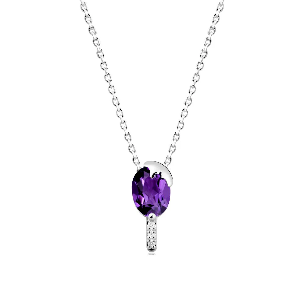 Unique Oval Amethyst Necklace - Image 5