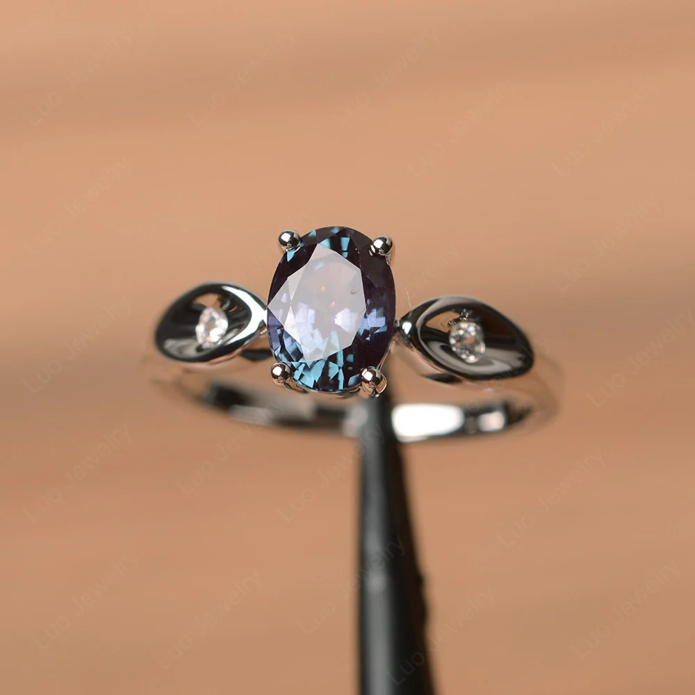 Unique Oval Cut Alexandrite Ring