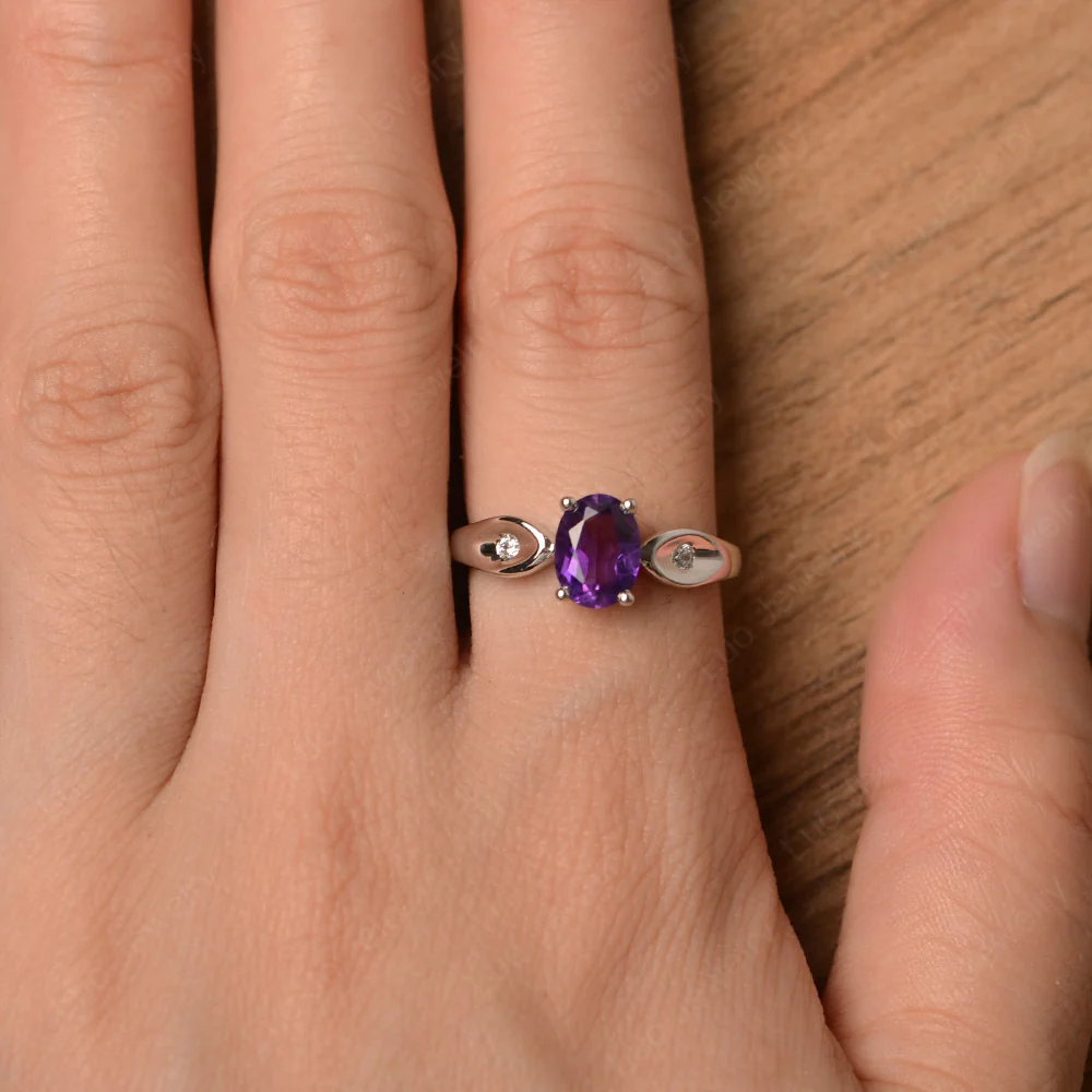 Unique Oval Cut Amethyst Ring - Image 4