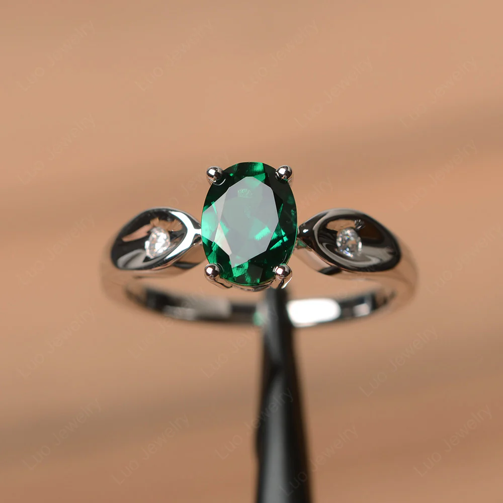 Unique Oval Cut Emerald Ring