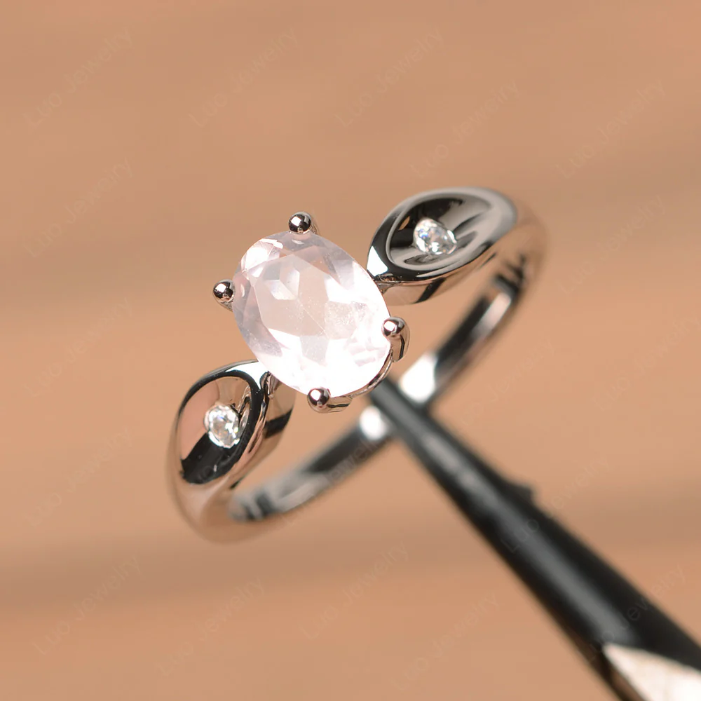Unique Oval Cut Rose Quartz Ring