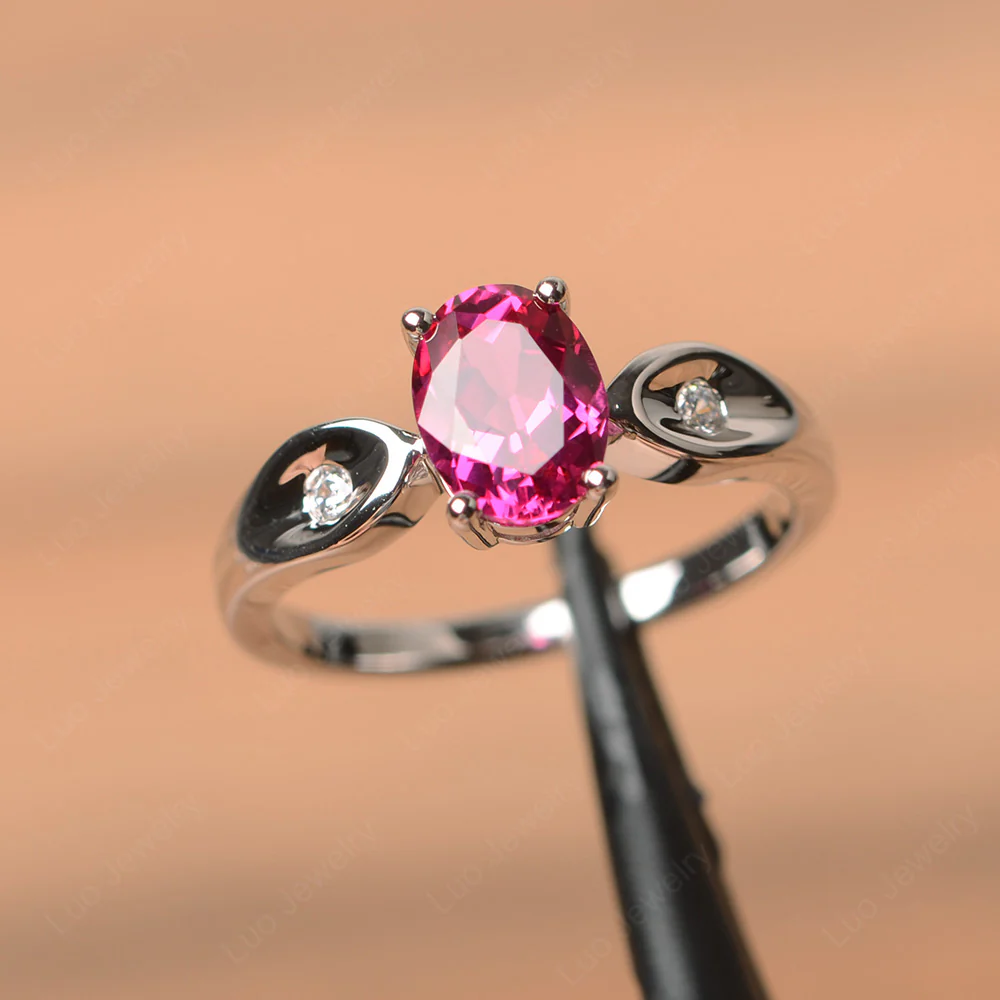 Unique Oval Cut Ruby Ring
