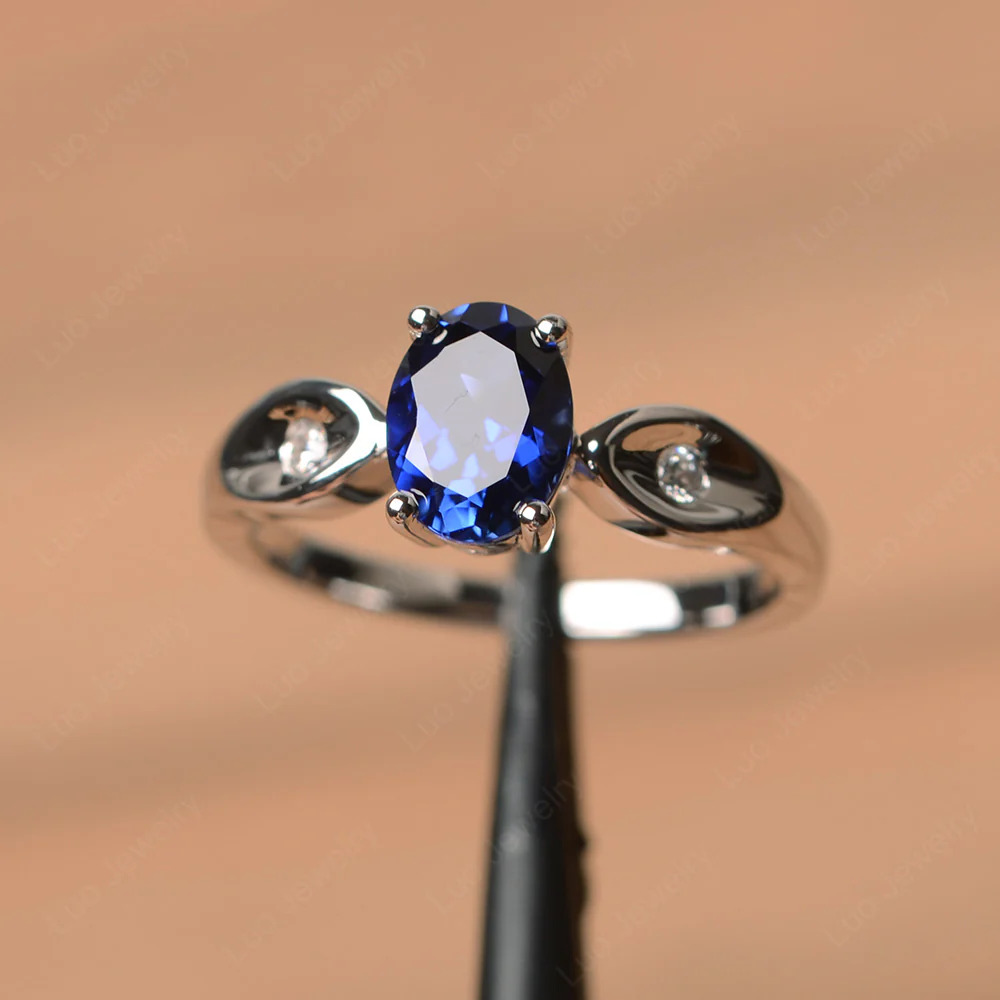 Unique Oval Cut Sapphire Ring