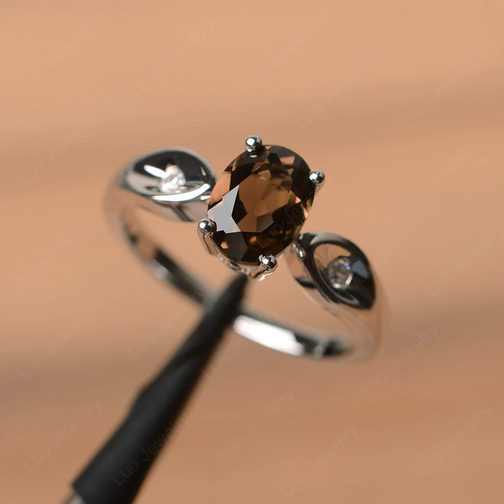 Unique Oval Cut Smoky Quartz Ring - Image 2