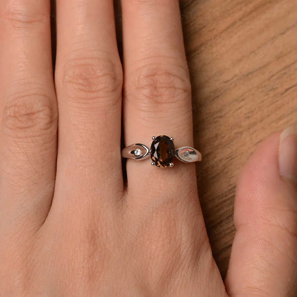 Unique Oval Cut Smoky Quartz Ring - Image 4