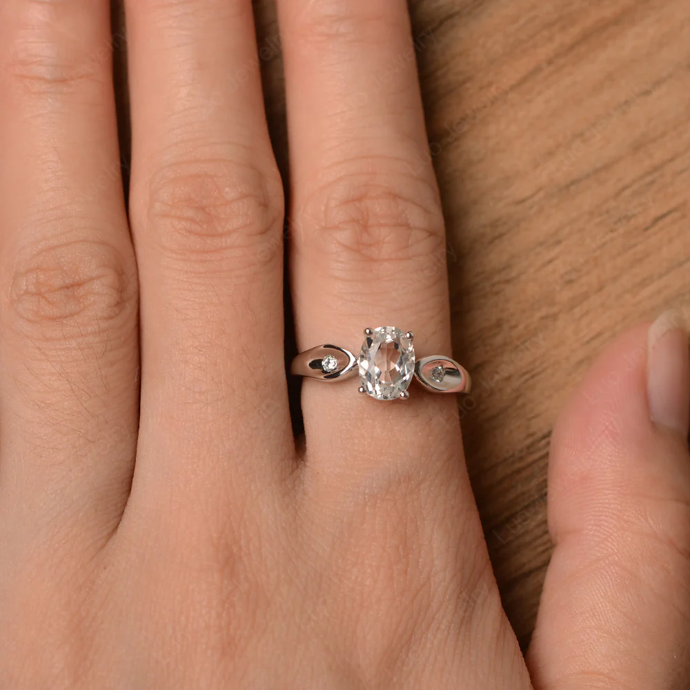Unique Oval Cut White Topaz Ring - Image 4