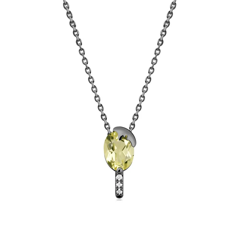 Unique Oval Lemon Quartz Necklace