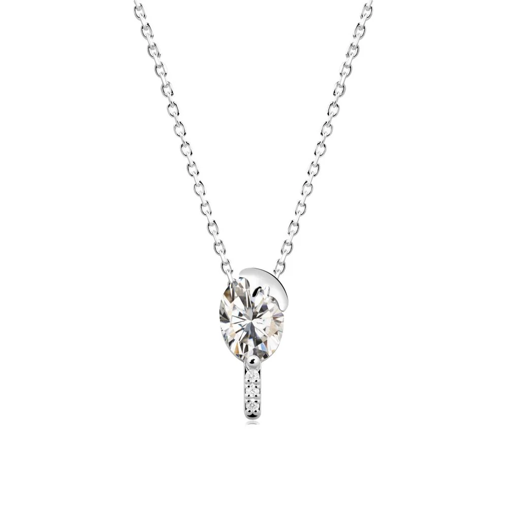 Unique Oval Moissanite Necklace - Image 2