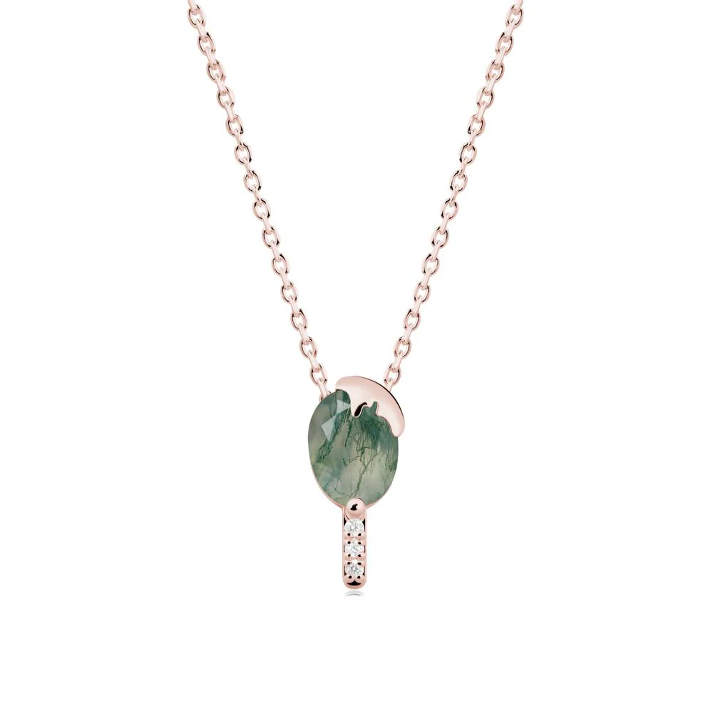 Unique Oval Moss Agate Necklace - Image 2