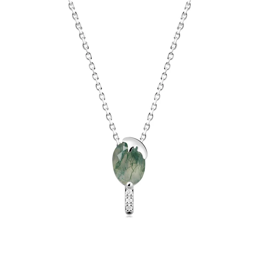Unique Oval Moss Agate Necklace - Image 7