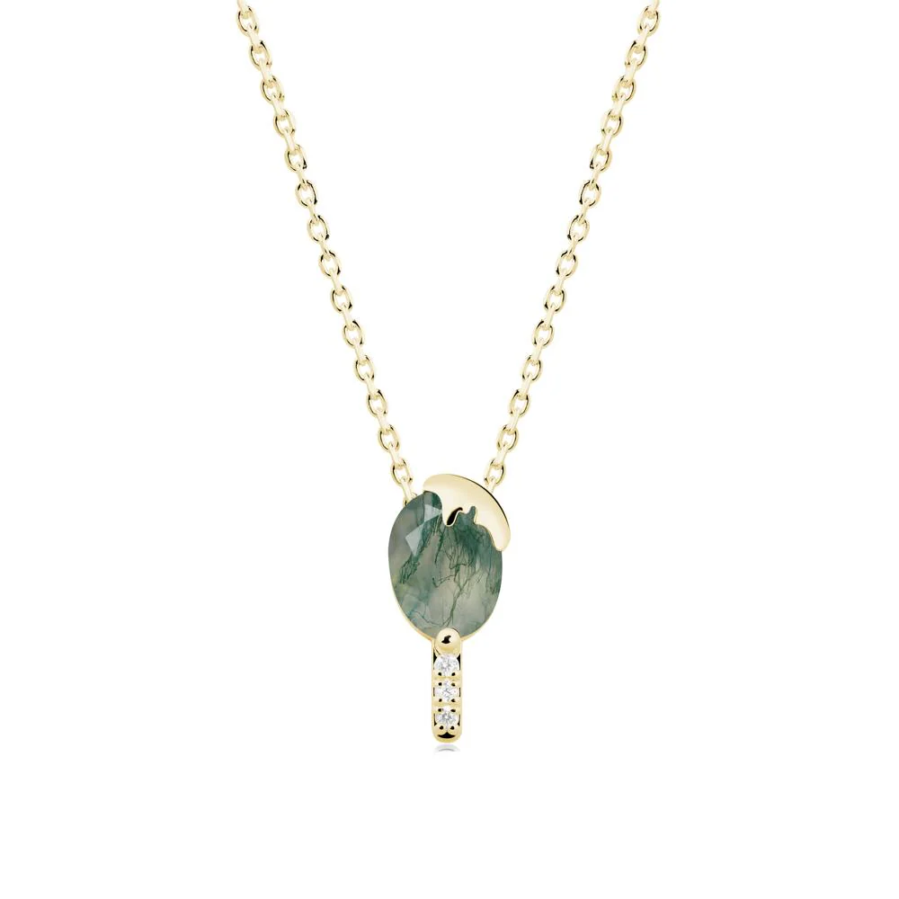 Unique Oval Moss Agate Necklace - Image 8