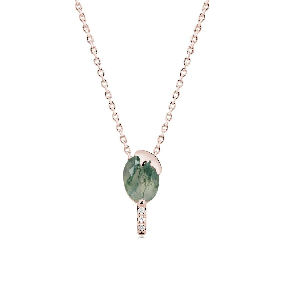 Unique Oval Moss Agate Necklace - Image 9