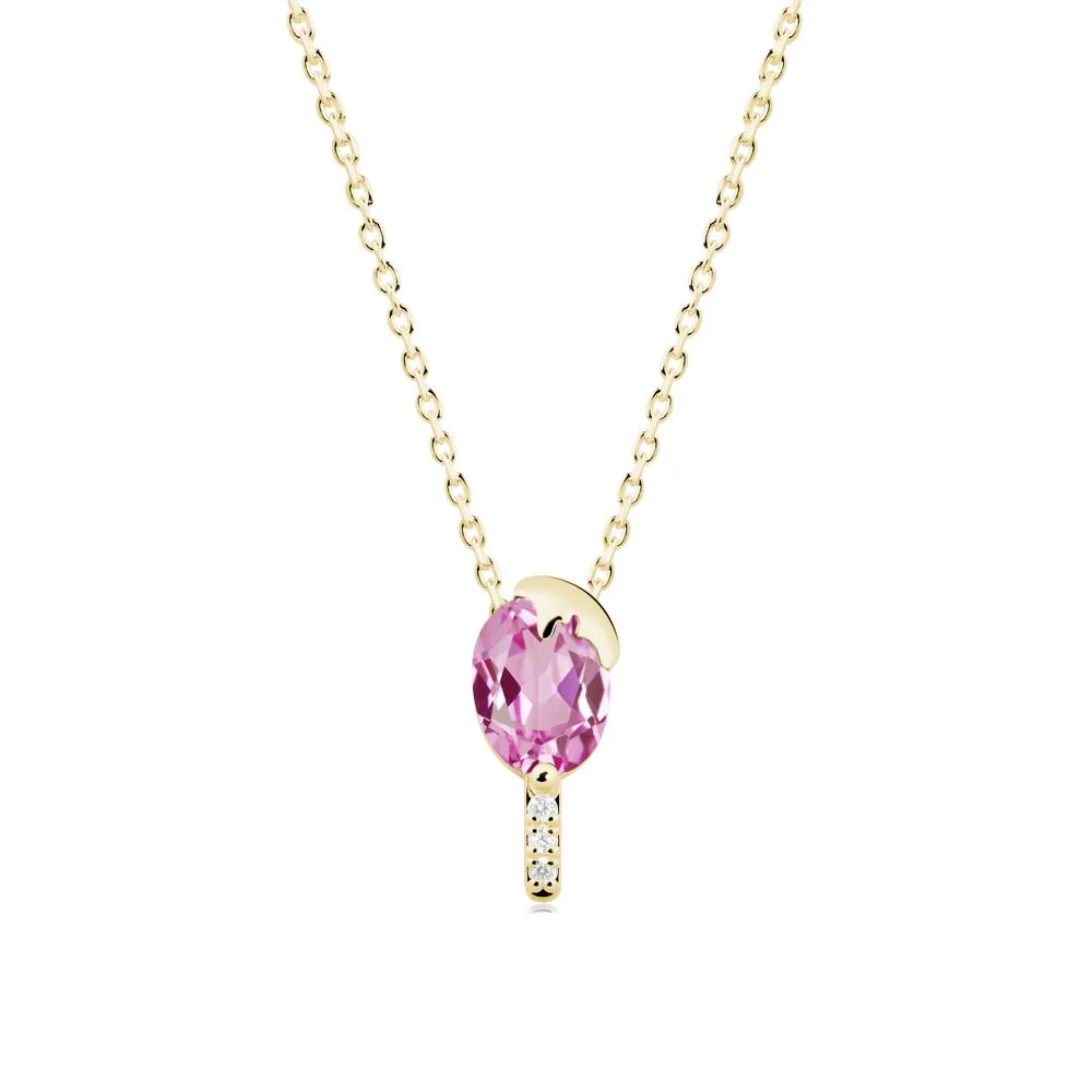 Unique Oval Pink Sapphire Necklace - Image 4