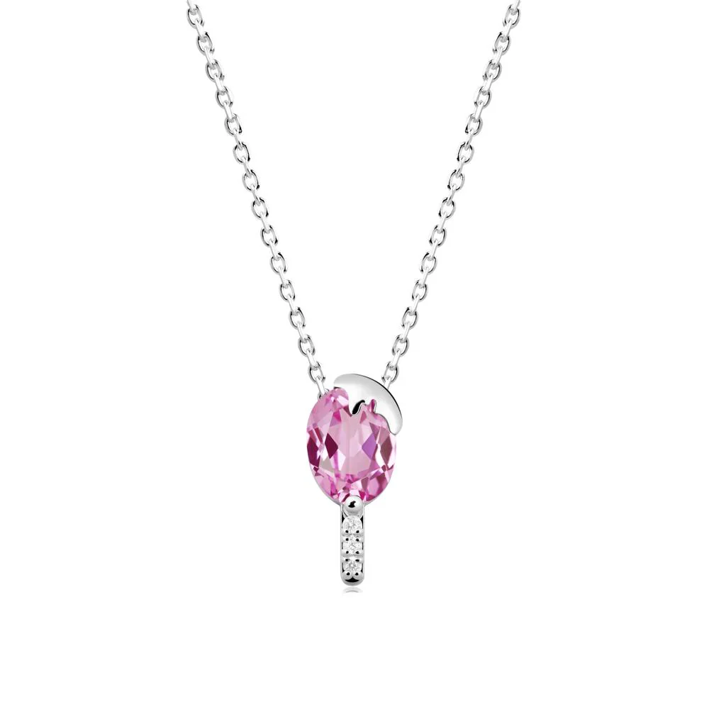 Unique Oval Pink Sapphire Necklace - Image 7