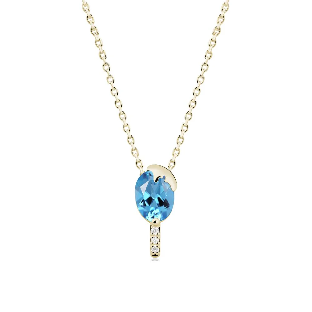 Unique Oval Swiss Blue Topaz Necklace - Image 2