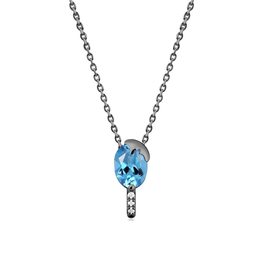 Unique Oval Swiss Blue Topaz Necklace - Image 5