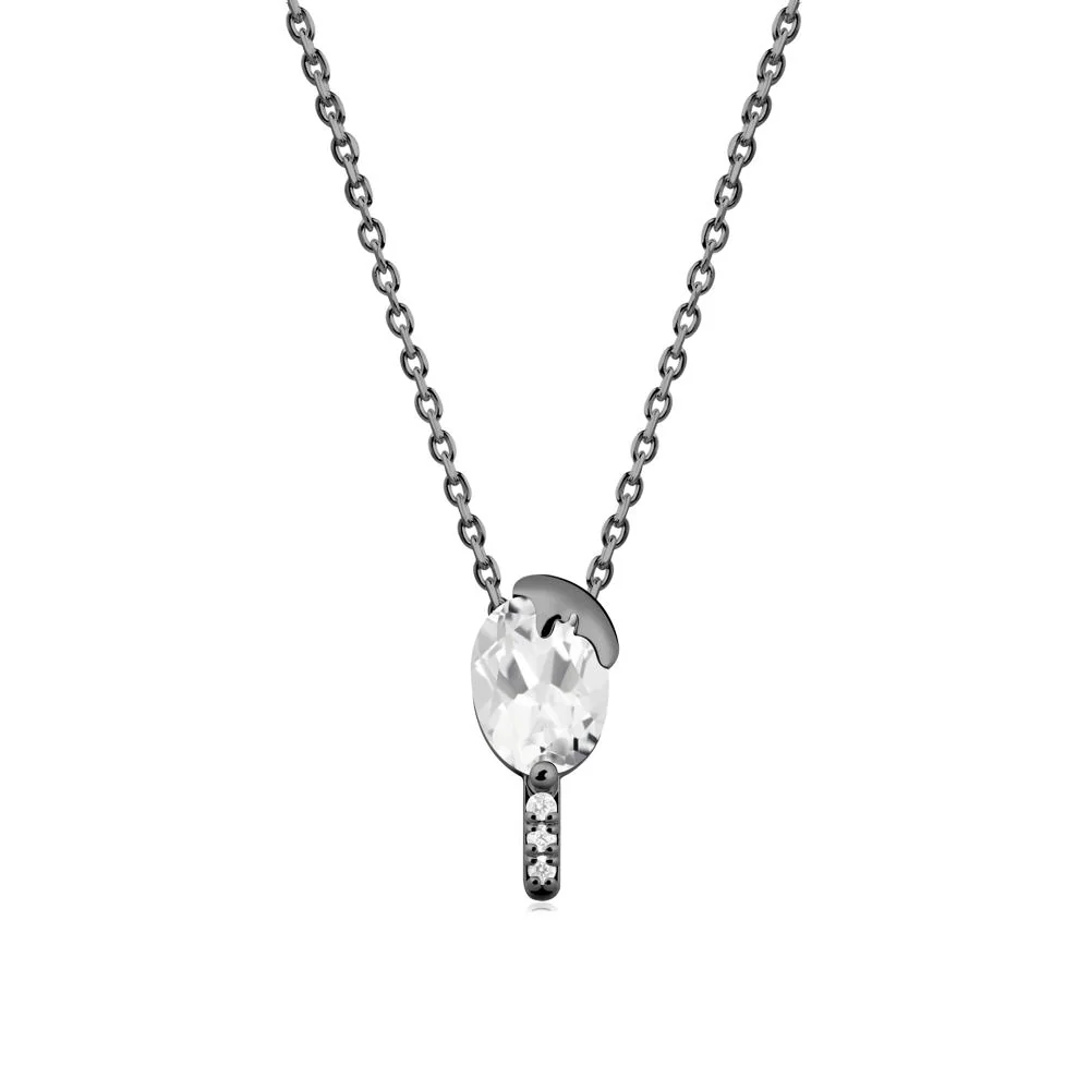 Unique Oval White Topaz Necklace - Image 4