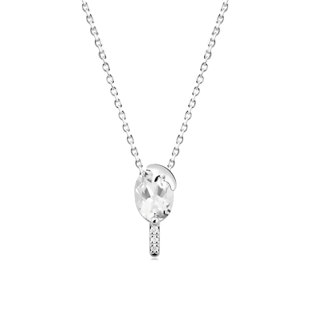 Unique Oval White Topaz Necklace - Image 7