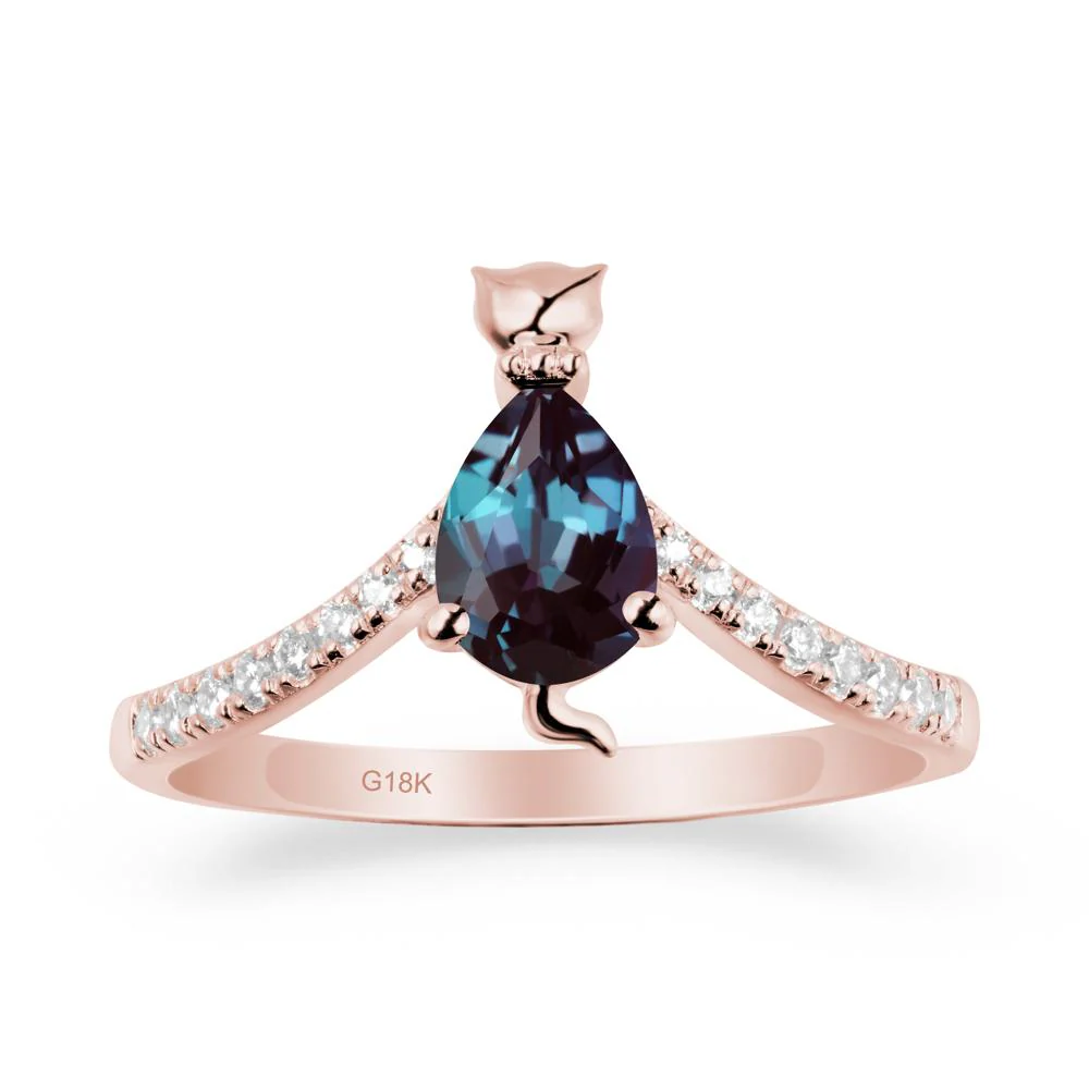 Unique Pear Alexandrite Cat Ring - Image 4