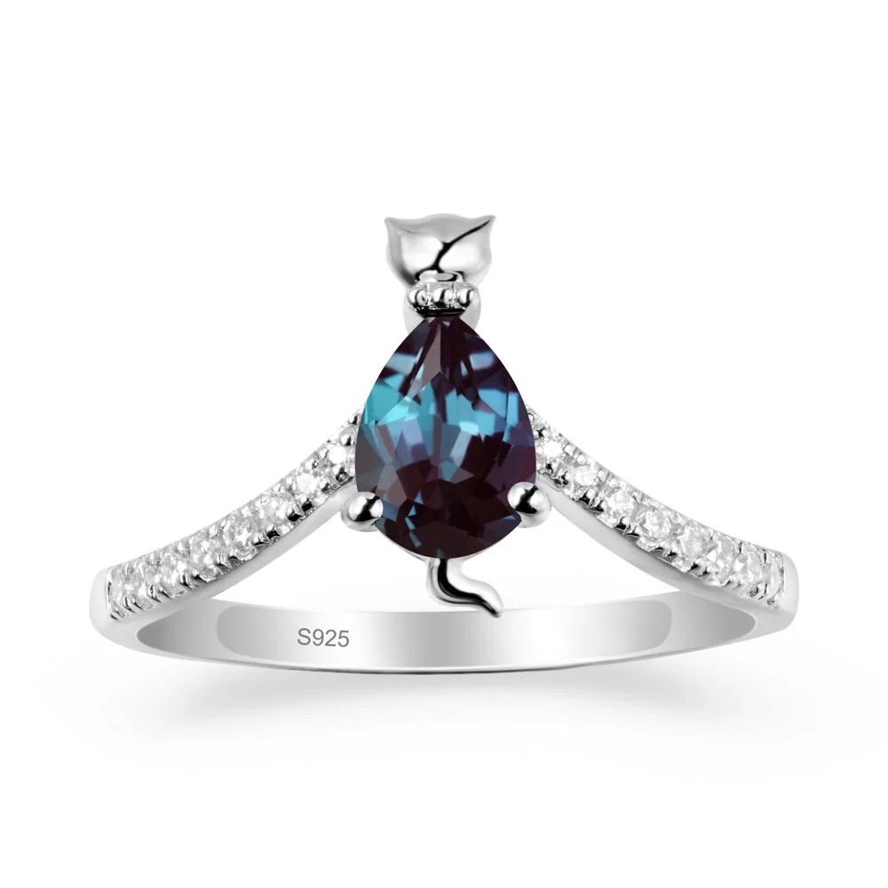 Unique Pear Alexandrite Cat Ring - Image 9