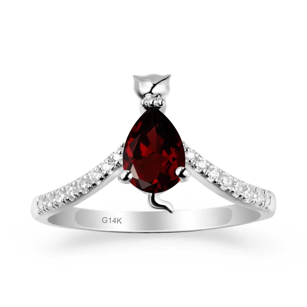 Unique Pear Garnet Cat Ring - Image 3