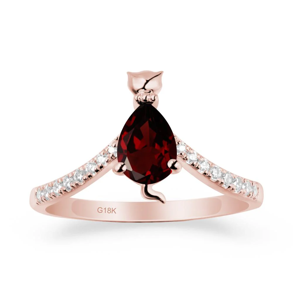 Unique Pear Garnet Cat Ring - Image 5